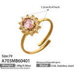 color: A703-Pink Color Zircon Gold Ring / size: US 7