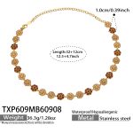 color: TXP609-Champagne Zircon Gold Necklace -32+12cm