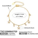 color: TXE109-Five-petal Flower Zircon Gold Bracelet -17+5cm