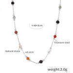 color: P379-Natural Stone Steel Color Necklace -40+5cm