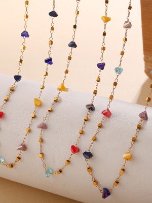 New Necklace Stainless Steel Plated 18K Gold Crystal Necklace Women's Light Luxury Design Clavicle Chain