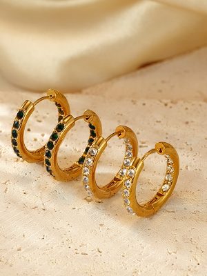 Light Luxury Diamond Stainless Steel Earrings Versatile Design Ring Ear Ring