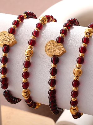 Bracelet Wine Red Beads String Guofuyun Calabash Pendent White Everyday Joker Light Luxury Bracelet