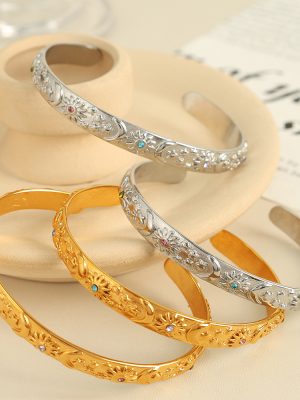 Stainless Steel Gold-Plated Bracelet Diamond-Studded Design Advanced Bracelet Gentle and Simple