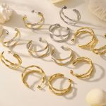 Twisted Double Layer Simple Bracelet Earrings Color Matching Design Simple Stainless Steel Circle Does Not Fade Ear Rings