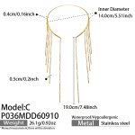 color: P036-C Style Heart Shell Pearl Bead Tassel Gold Choker