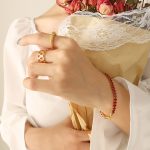 color: E314-Red Zircon Bracelet -17cm