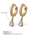 color: EH965WEG White Zircon Gold Earrings