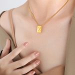 color: P1506-X Letter Gold Necklace -40+5cm