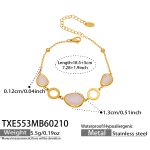 color: TXE553-Gold Pink Glass Stone Bracelet 18.5+5cm