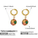 color: TXF616-Multicolor Zircon Ball Gold Earrings