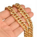 18K Gold Stainless Steel Necklace for Men Ornament 4-14mm