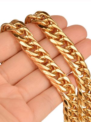 18K Gold Stainless Steel Necklace for Men Ornament 4-14mm