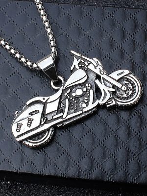Scrambling Motorcycle Bicycle Bike Stainless Steel Pendant Necklace