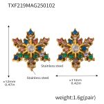 color: TXF219-Gold Mixed Colors Zircon Earrings