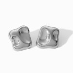 color: Square Concave-convex Stud Earrings Steel Color
