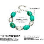 color: TXE606-Green Color Resin Steel Color Bracelet -19.5+5cm