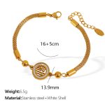 color: SL116WEG White Shell Gold Bracelet