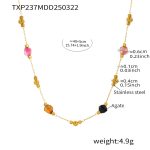 color: TXP237-Cube Mixed Colors Natural Stone Necklace 40+5cm (Natural Stone Color May Vary ， Order with Caution)