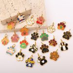 Cute Cartoon DIY Dog Paw Print Pendant Stainless Steel Dripping Oil Salt Sweet Accessories Small Jewelry