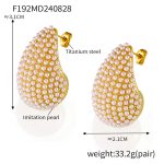 color: F192-Gold Imitation Pearl Earrings