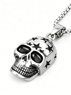 Hip Hop Personality Stainless Steel Men's Pendant Skull Five-Pointed Star Necklace Accessories