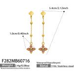 color: F282-Light Rose Red Red Color Zircon Gold Earrings