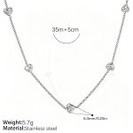 color: XL135 Vertical Heart Silver Necklace