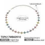 color: TXP617-Multicolor Zircon Steel Color Necklace -31.5+12cm