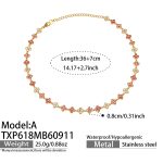 color: TXP618-A Style Pink Zircon Gold Necklace -36+7cm