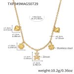 color: TXP349-Gold Bear Zircon Necklace 41+5cm