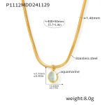 color: P1112-Soft Snake Chain Aquamarine Necklace