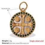 color: PJ489GNGS Green Rhinestone Two-tone Gold Pendant