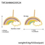 color: TXF264-Gold Rainbow Enamel Earrings