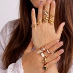 Stainless Steel Cross Ring Female Opening Design Creative All-Match Ring 18K Bracelet Honeycomb