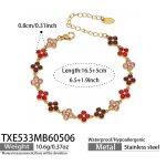 color: TXE533-Red Color Zircon Gold Bracelet 16.5+5cm