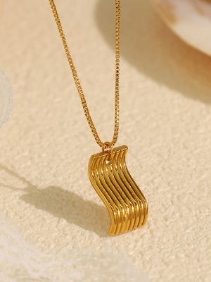 Striped Pendant Necklace Special-Shaped Advanced Clavicle Chain Box Chain Women's Stainless Steel Ornament