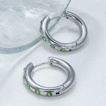 color: 4*16 Set with Green Rhinestone Ear Cuff Steel Color