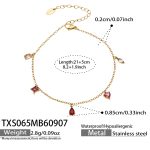 color: TXS065-Red Zircon Gold Anklet -21+5cm