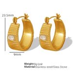 color: EH154 White Glass Stone Earrings