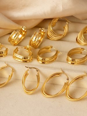 Multi-Layer Stainless Steel Earrings Women's Light Luxury All-Match Earrings Plated 18K Earrings