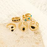Oil-Spot Glaze Flowers Stainless Steel Ring Female Non-Fading Light Luxury High-Grade Little Finger Ring Twin