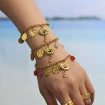 Colored Glaze Devil's Eye Multi Accessories Necklace Bracelet Stainless Steel Furnace Vacuum Electroplating Colorful Summer Suit