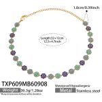 color: TXP609-Blue Zircon Gold Necklace -32+12cm