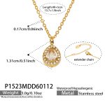 color: P1523-Drop Clear Crystal Zircon Necklace 40+5cm