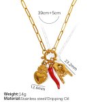 color: XL241 Red Enamel Gold Necklace
