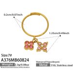 color: A376-Pink Zircon Gold Ring -Size 7
