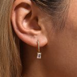 color: F1667-Gold White Zircon Earrings (February 8 Arrival)