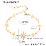 color: E146-Gold Star Zircon Bracelet 15+5cm