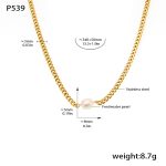 color: P539-Gold Necklace -34+5cm